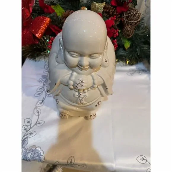 Vintage White Porcelain Happy Buddha Statue - Picture 2 of 7